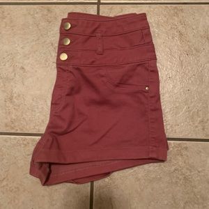 Rusty Pink High-Waisted Shorts